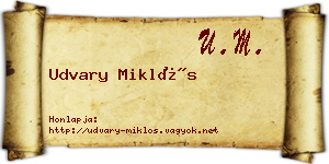 Udvary Miklós névjegykártya