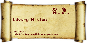 Udvary Miklós névjegykártya